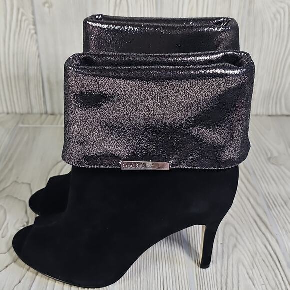 Calin Klein Kaiya Open Toe Suede heeled Ankle Boots Womens Size 6.5 - Picture 5 of 12